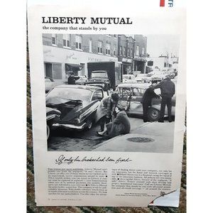 Liberty Mutual vintage cars accident 1961 Original Magazine Print Ad vintage